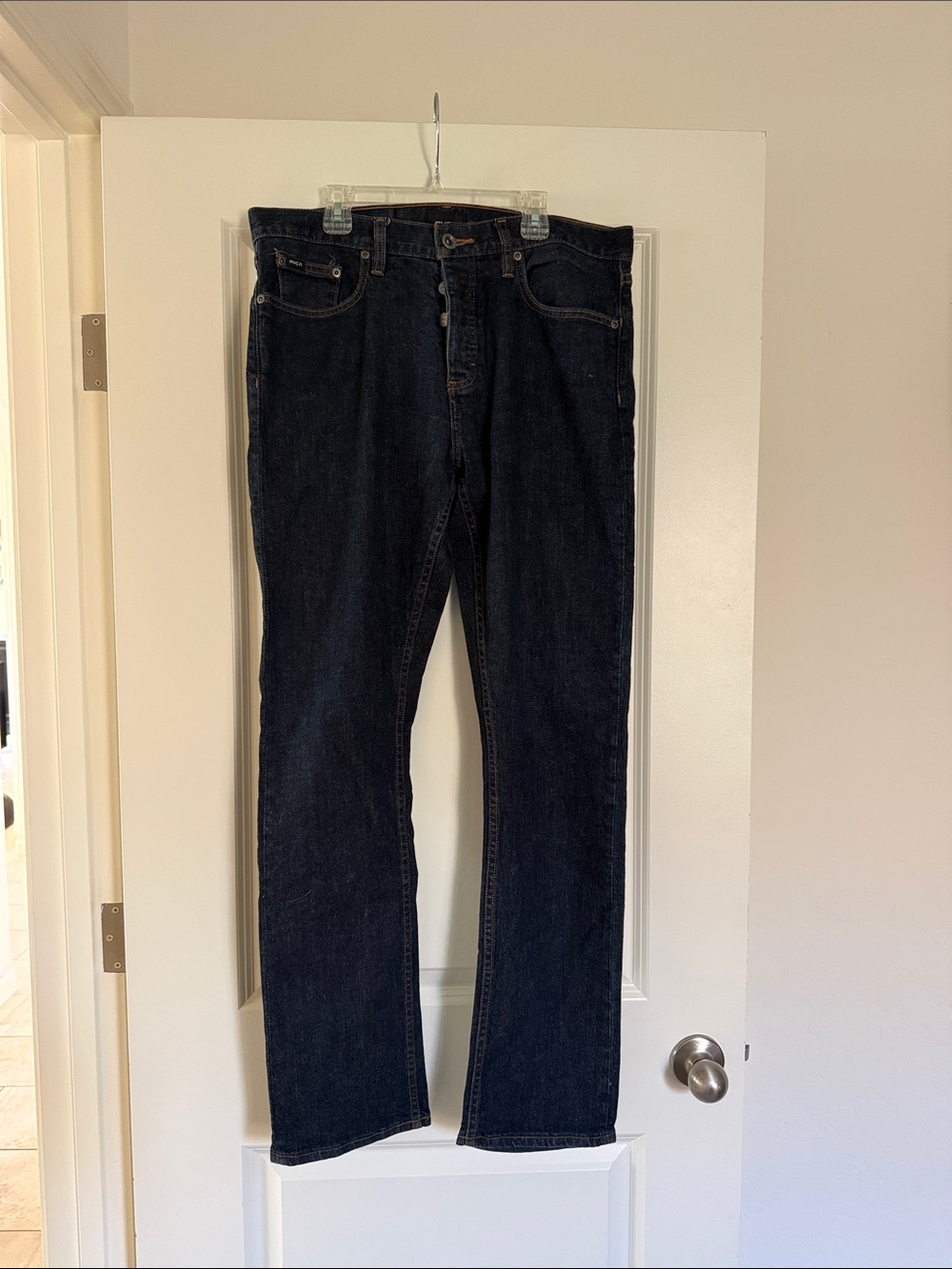 RVCA Men's Straight Jeans in Dark Blue Denim